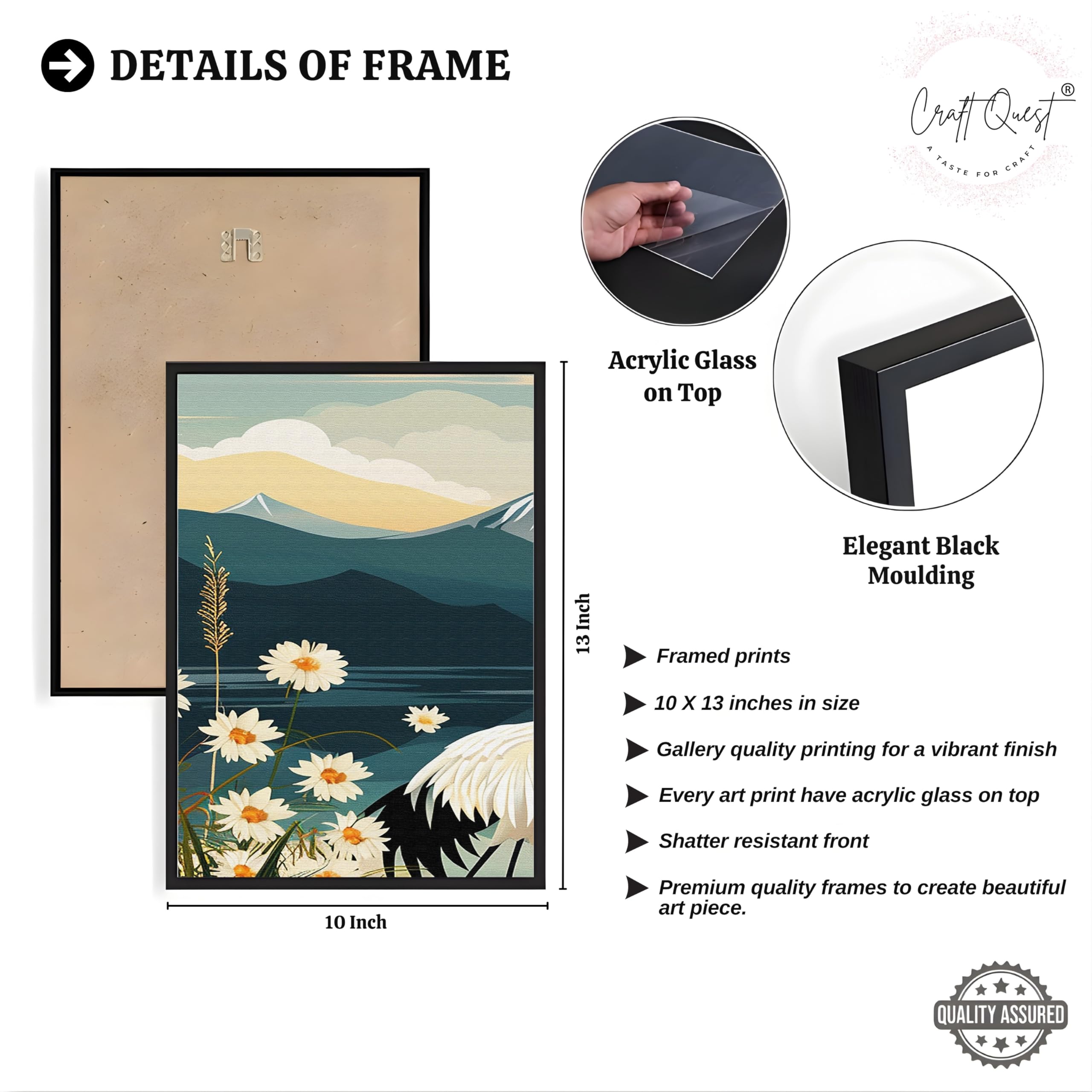 CRAFT QUEST Modern Of Lake & Mountains Wall Art | Set of 3 Frames for Home Decoration | Ideal for Living Room, Bedroom & Offices