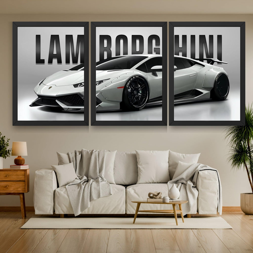 VENUXE ARTS Set Of 3 Big Sports Cars Framed Posters Gift Items for Boys Room Wall Decoration Bedroom Living Room Office Studio Décor | Car Poster Frame for Wall Décor