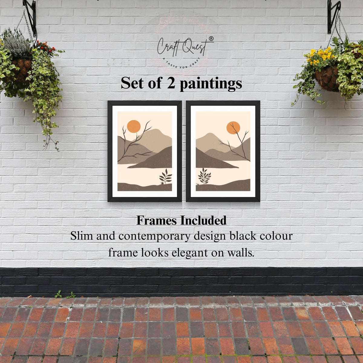 CRAFT QUEST 2 Piece Set Wall Art Poster Frame Painting for Wall Decoration With Acrylic Glass, living room,Home, Office Restraunt
