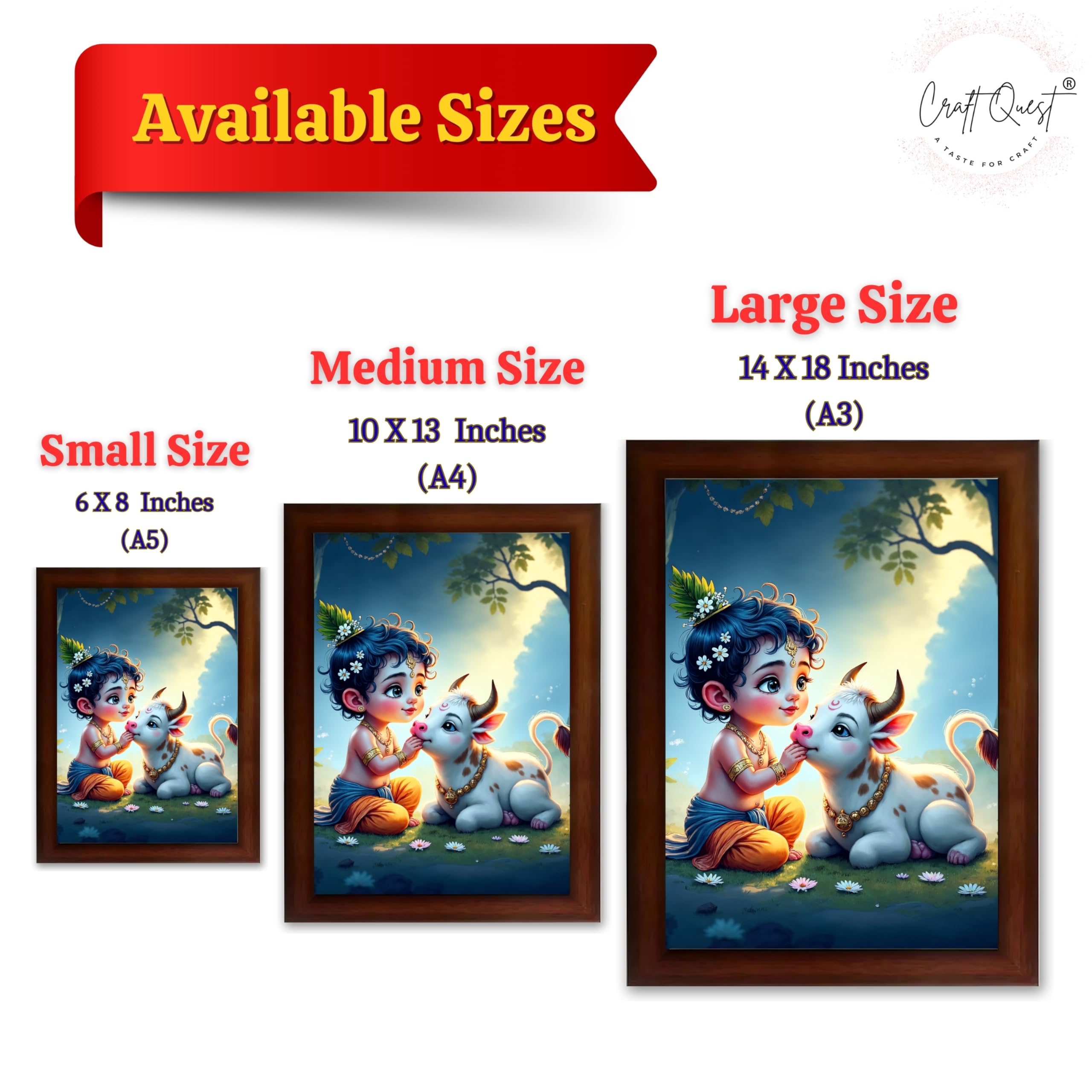 CRAFT QUEST Bal Gopal Makhan Chor Wall Photo Frame | Hindu God Kanha Devotional Home Decor | Gift Item
