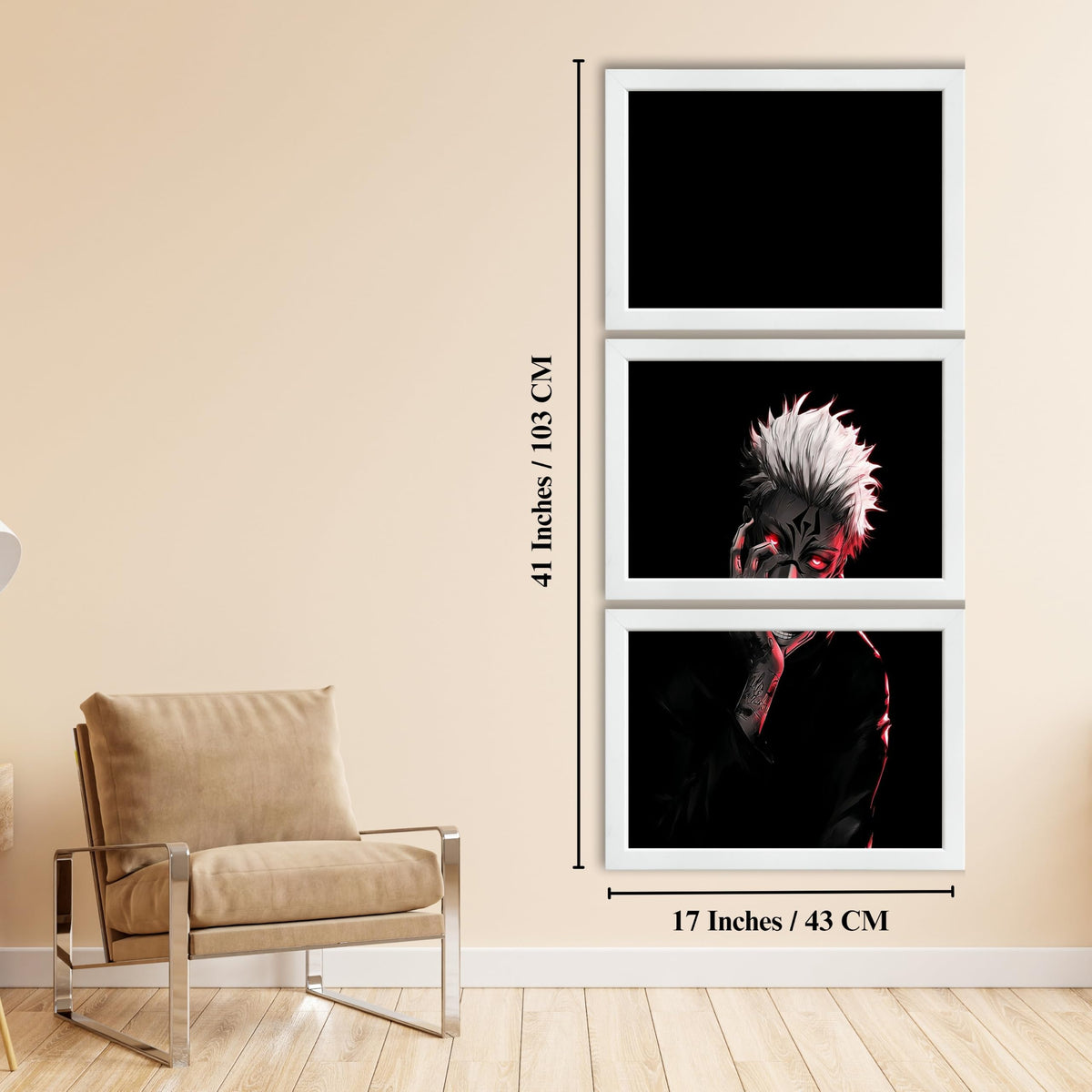 VENUXE ARTS Set Of 3 Anime Characters Wall Framed |Anime Characters Framed Poster for Living Room Bedroom Gaming Room Studio Wall Decor