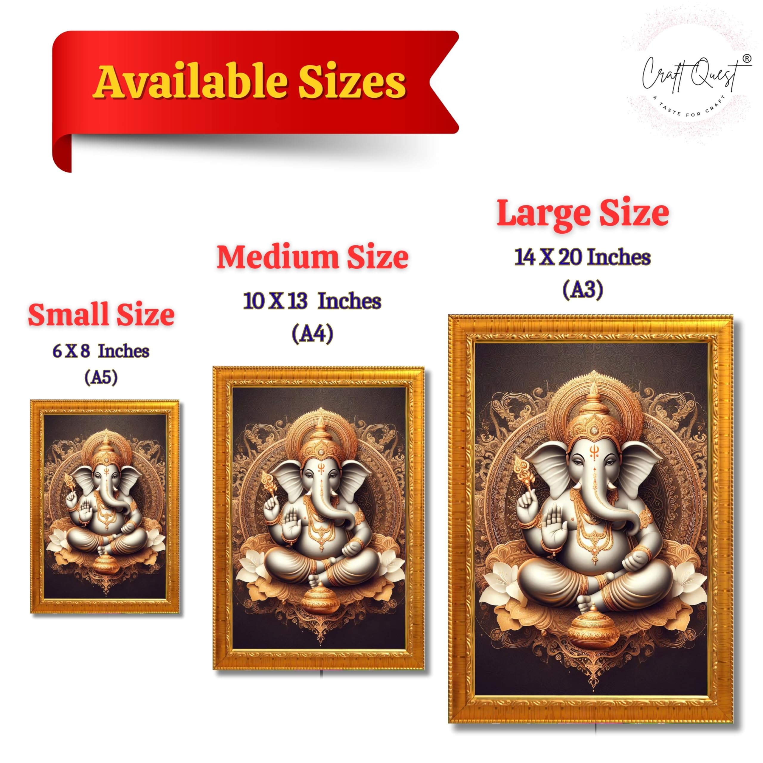 CRAFT QUEST Ganesh Ganesha Ganesh God Frame for Pooja Room & Wall Decor