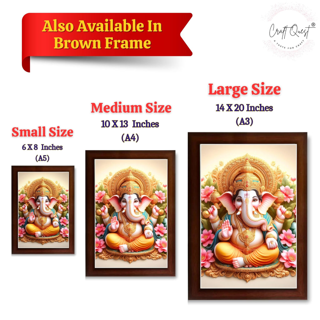 CRAFT QUEST Lord Ganesha Ganpati ji Abstract Modern Wall Painting With Frame For Home and Pooja,Office Décor Items