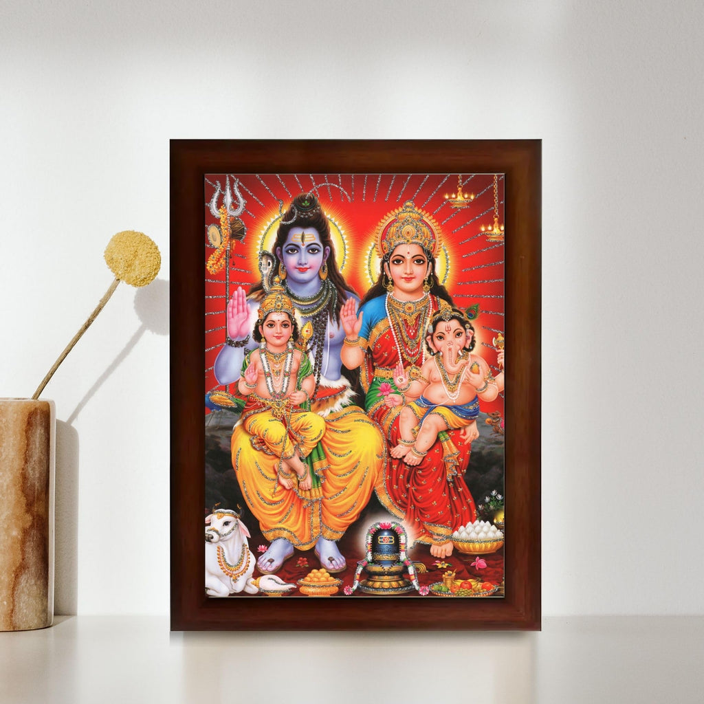 CRAFT QUEST Shiv Parivar Religious Wood Photo Frame with Acrylic glass
