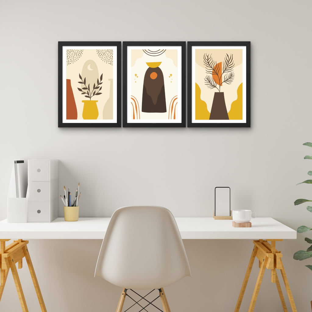 CRAFT QUEST 3 Piece Set Wall Art Poster Frame Painting for Wall Decoration MDF Frame, Wall Art for living room,Home, Office Restrorent