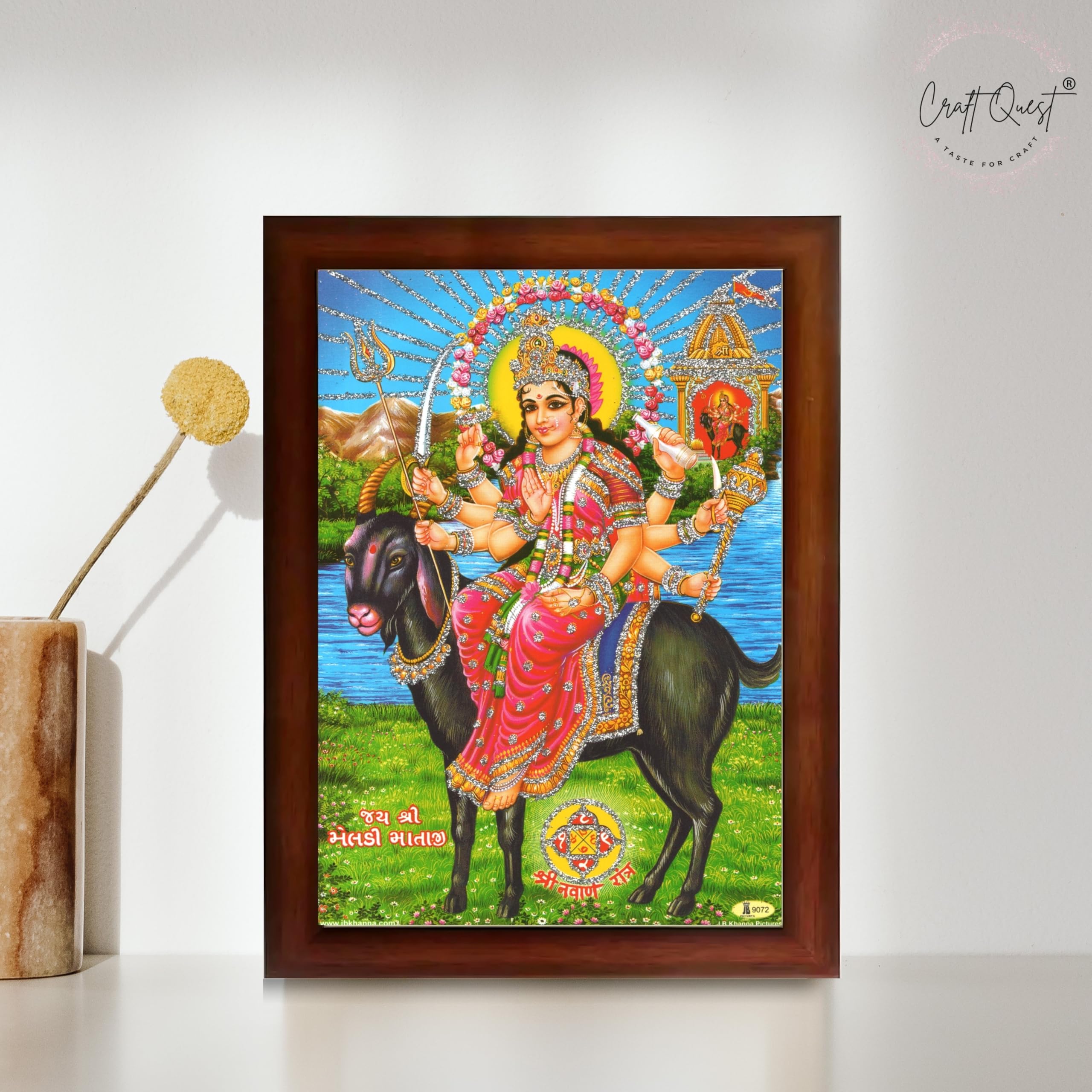 CRAFT QUEST Meldi Maa Meldima Mata Ji Devi Mataji Ma Wall Painting Framed Home Decor