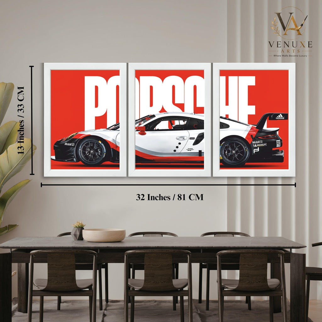 VENUXE ARTS Set Of 3 Big Sports Cars Framed Posters Gift Items for Boys Room Wall Decoration Bedroom Living Room Office Studio Décor | Car Poster Frame for Wall Décor