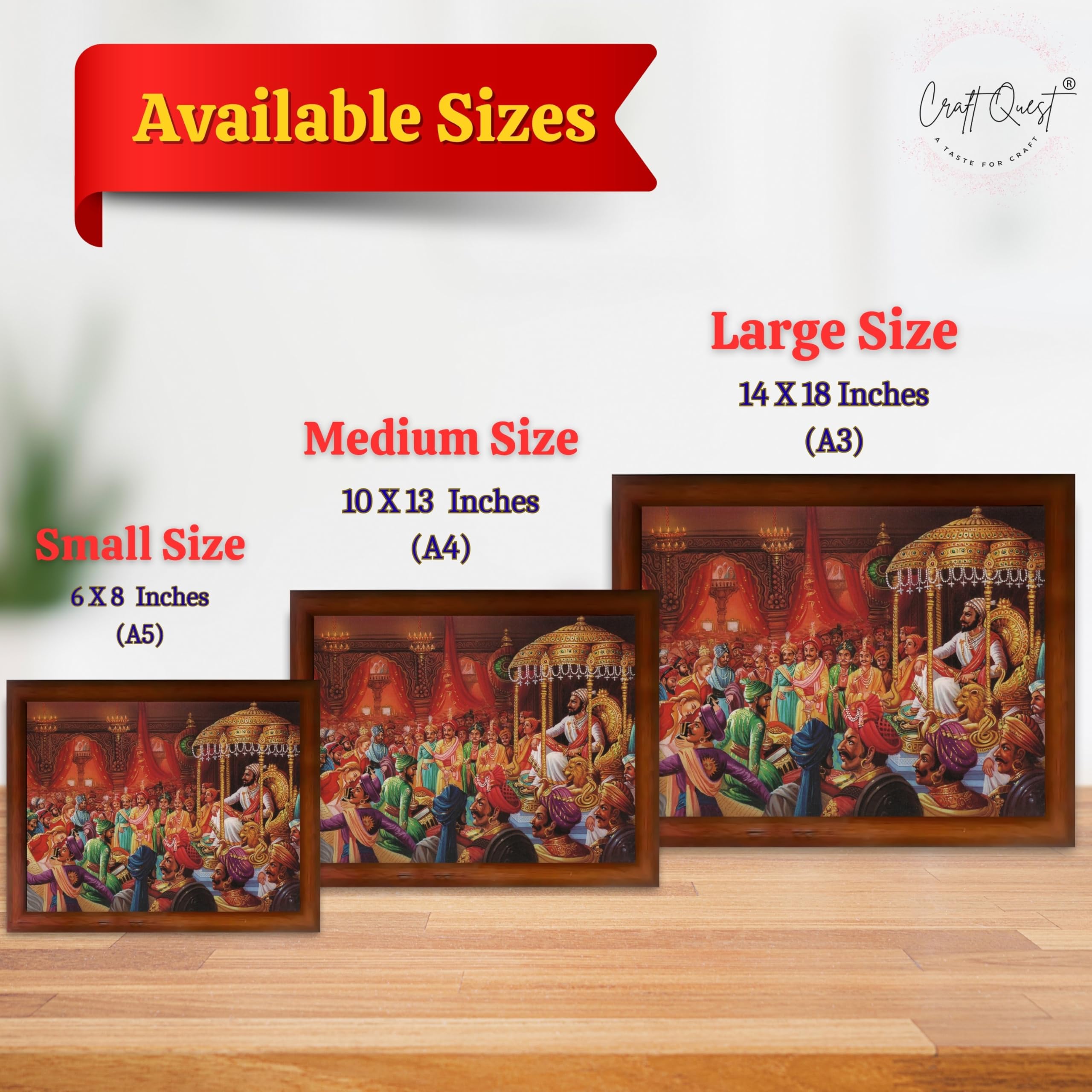 CRAFT QUEST Chattrapati Shivaji Maharaj Wall Photo Frame | For Living, Pooja Room | Home Decoration Item | Best Gifting Option