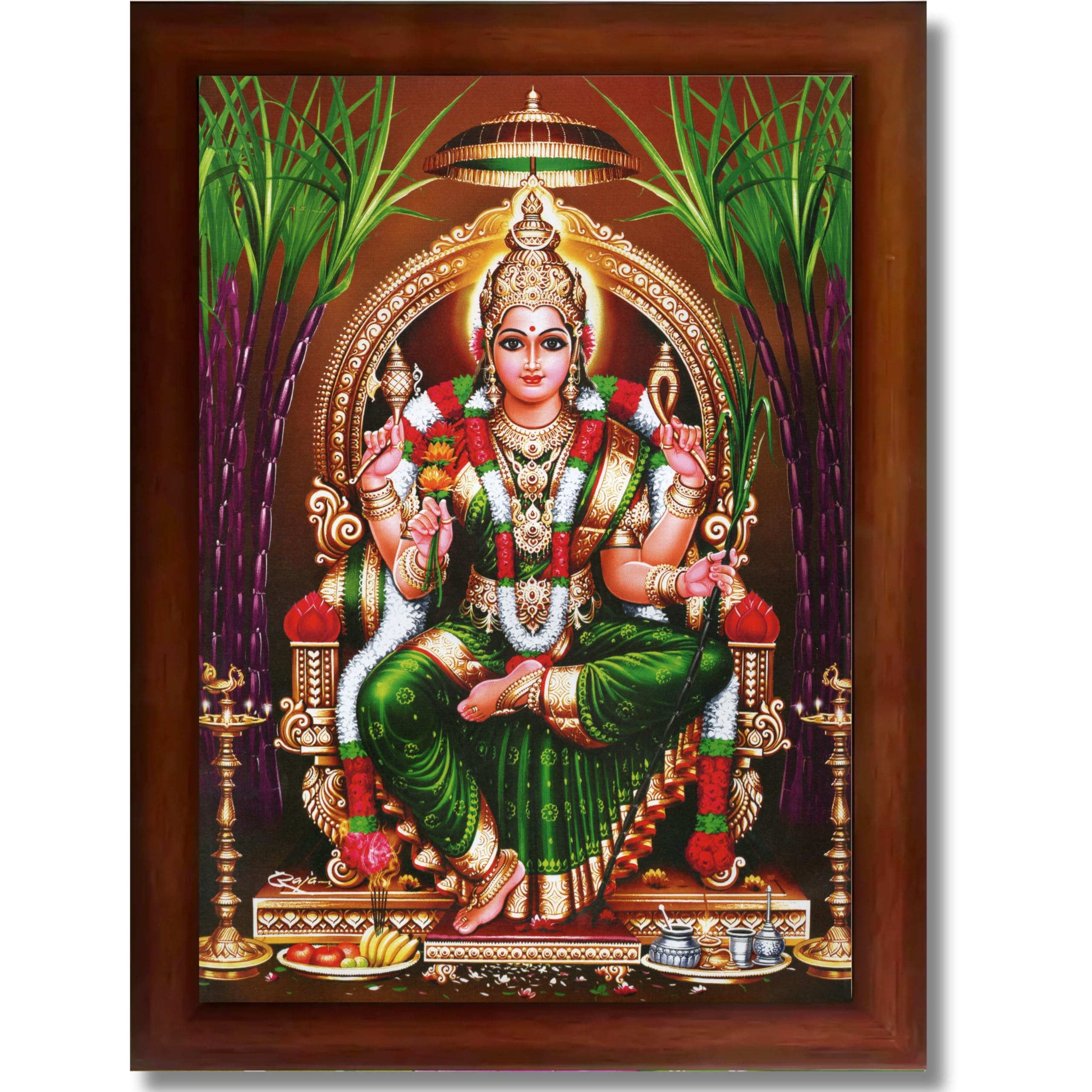 CRAFT QUEST Lalitha Devi for Pooja Tripura Sundari Mata Wall Painting Photo Framed | South God Picture Frame for Home, Office, Temple & Gifting, Decor