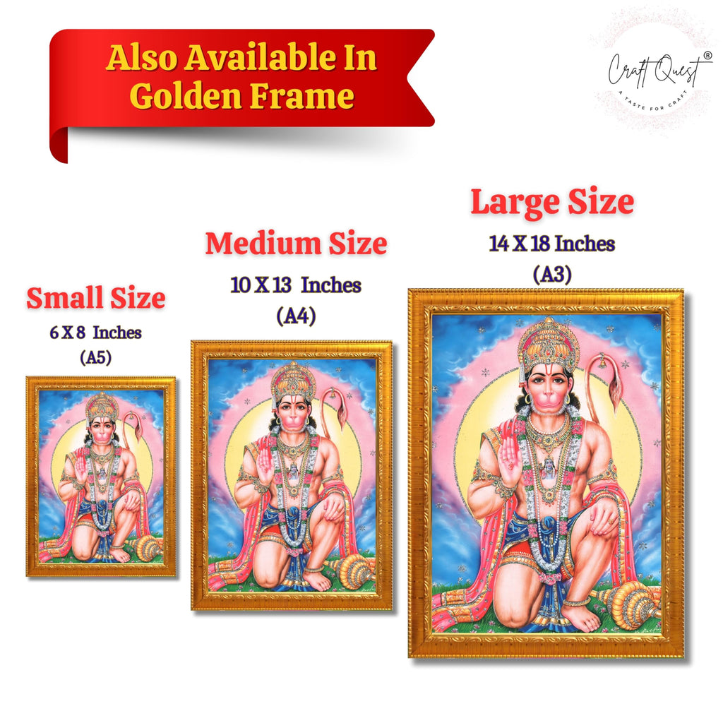 CRAFT QUEST Hanuman JI | Bajrangbali Religious Photo frame Decorative Item Synthetic frame