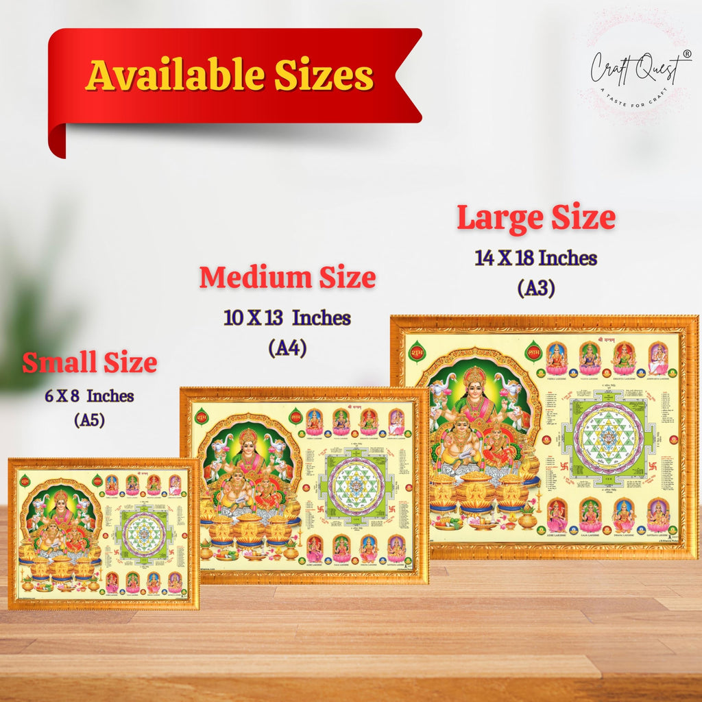Ashta Lakshmi Devi Laxmi Sri Shri Shree Yantra Wall Painting Framed Home Décor and Ideal Spiritual Gift