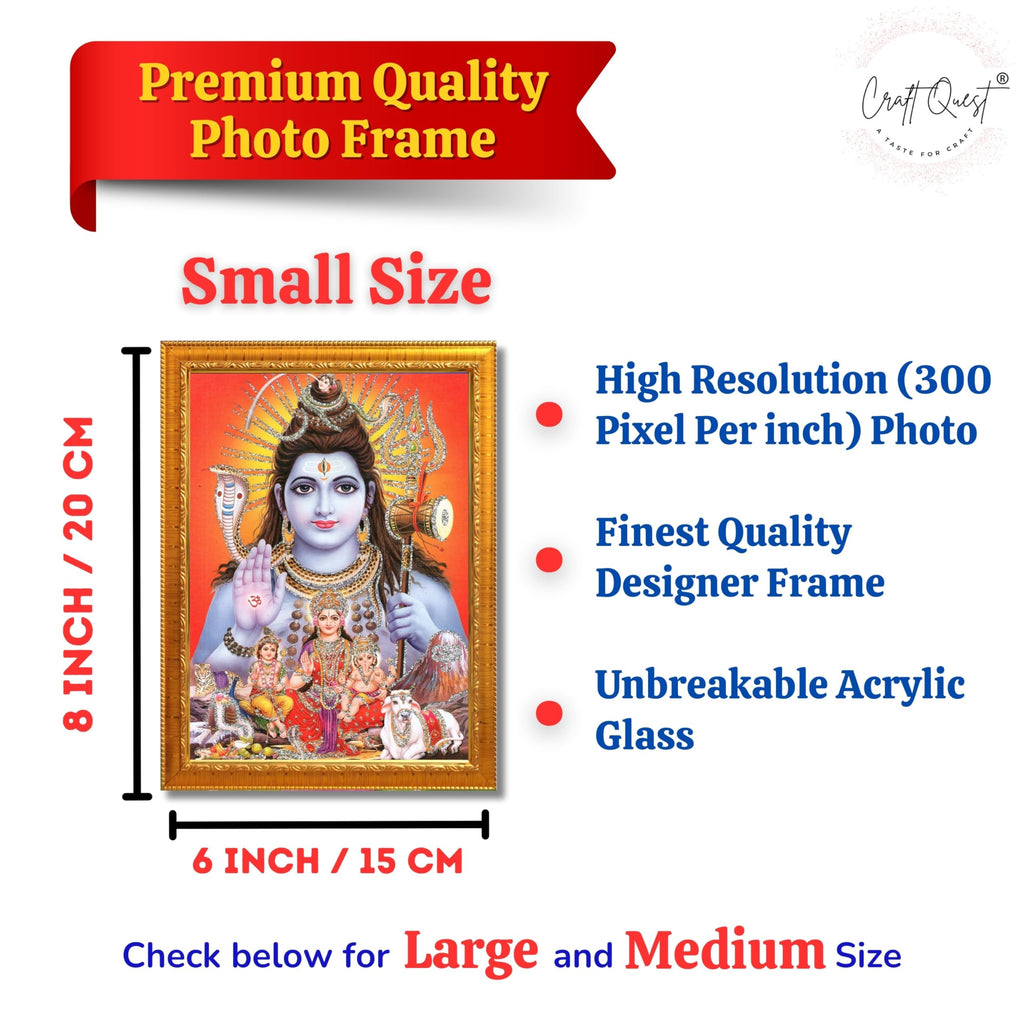 CRAFT QUEST God Shiv Ji Shiva Wall Painting | Premium Framed Hindu God Wall Art | Spiritual Mahadev Poster for Living Room, Bedroom, Office, Meditation, Pooja & Temple Décor Item |