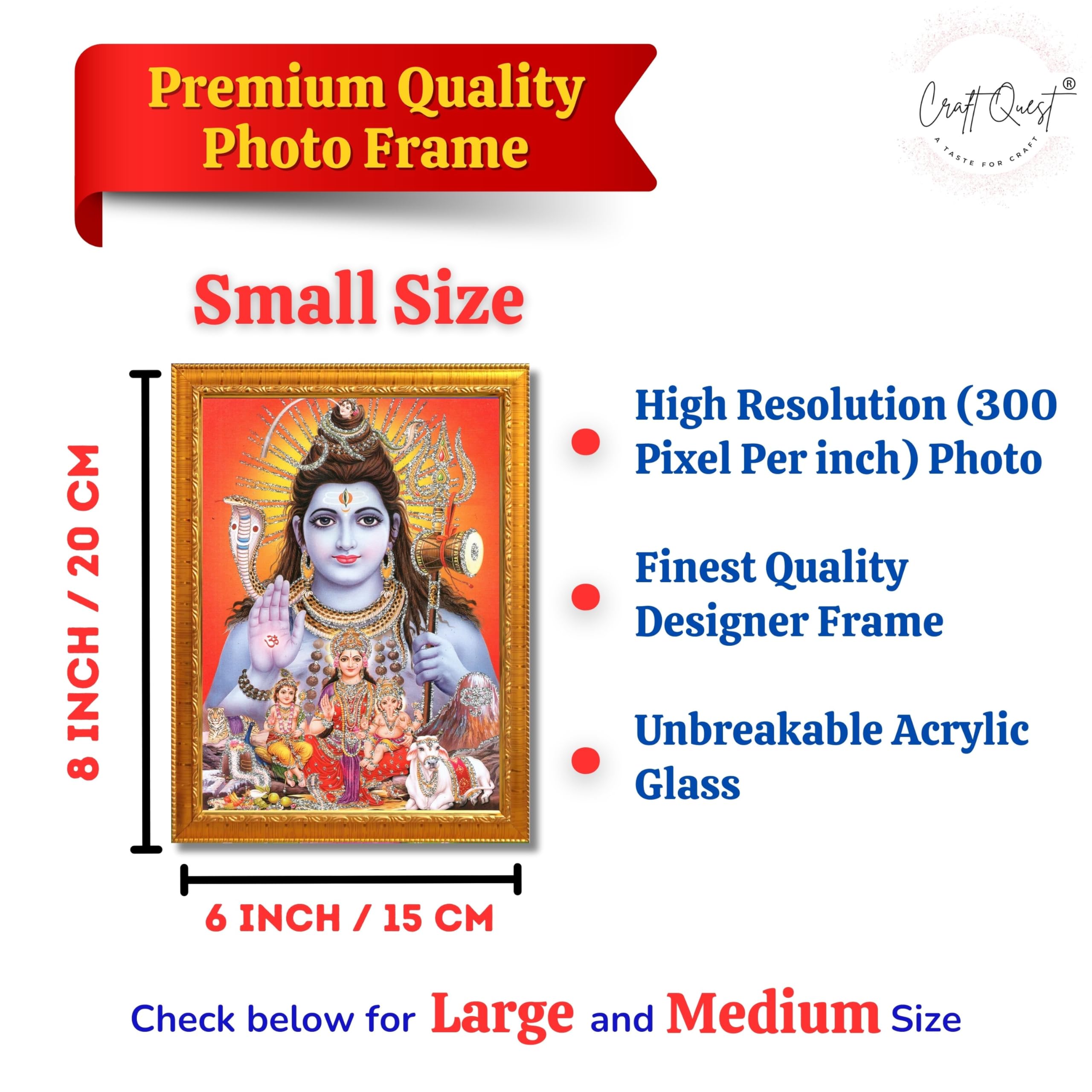 CRAFT QUEST God Shiv Ji Shiva Wall Painting | Premium Framed Hindu God Wall Art | Spiritual Mahadev Poster for Living Room, Bedroom, Office, Meditation, Pooja & Temple Décor Item |