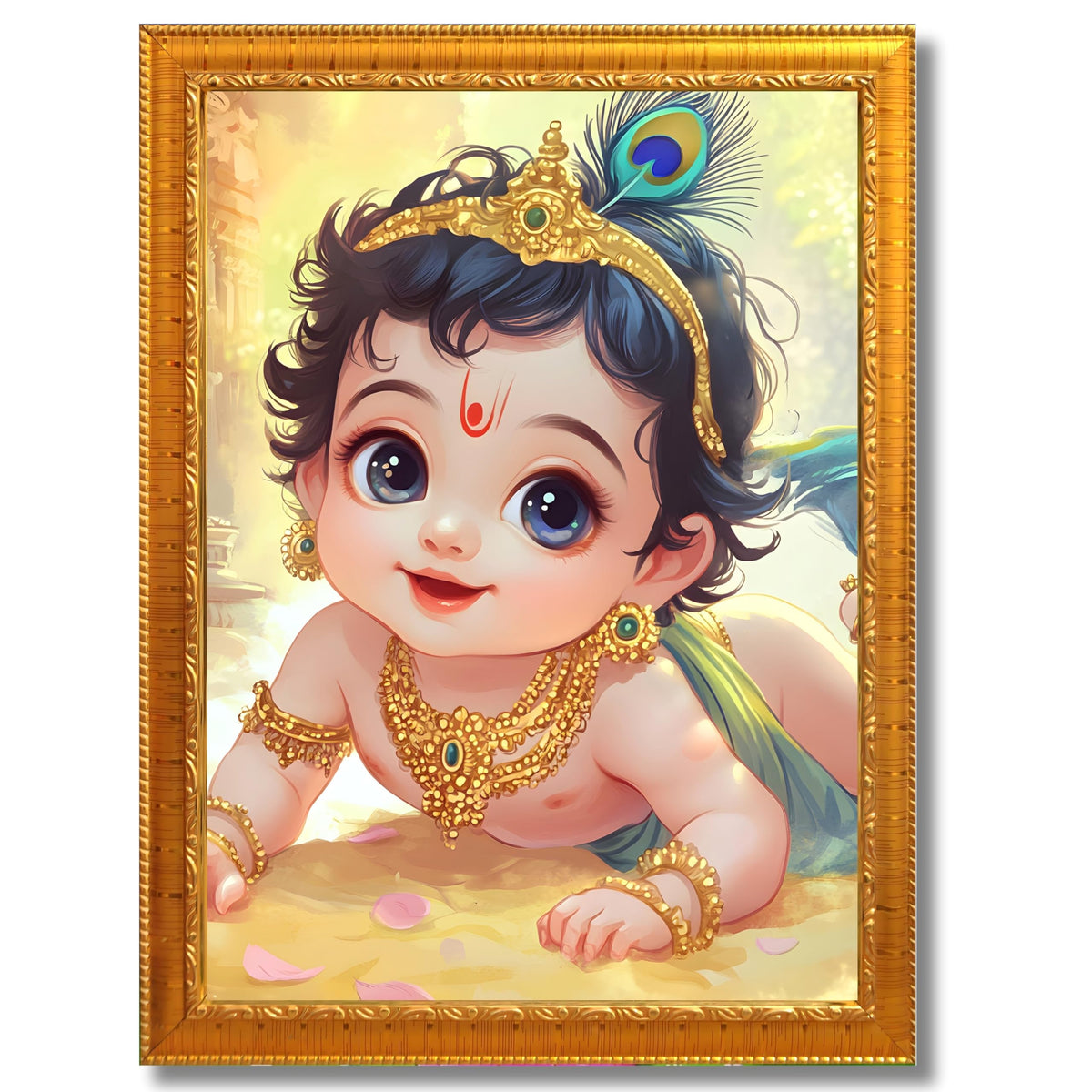 CRAFT QUEST Shri Bal Gopal Painting | Baby Krishna Photo Frame | Walls, Home, Living Room and Home Décor