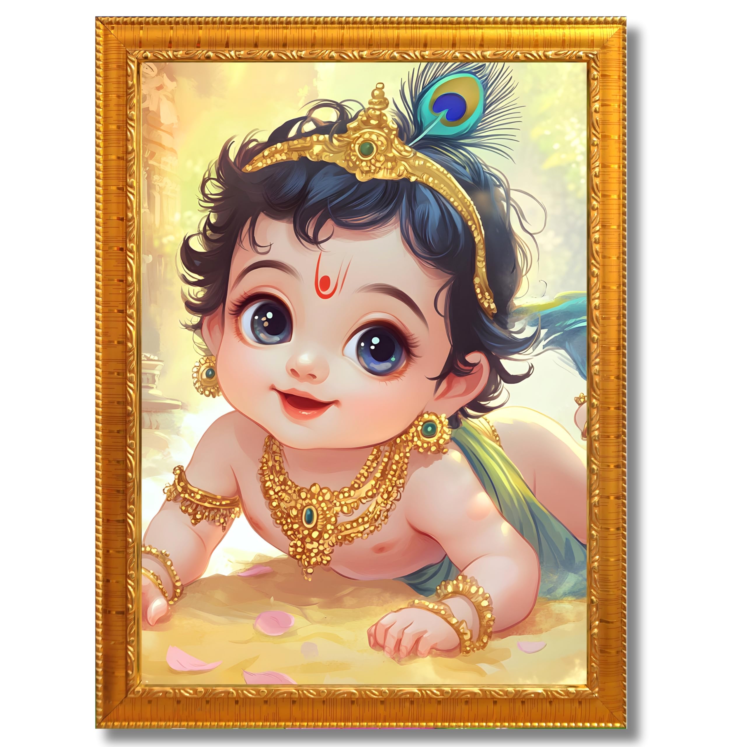 CRAFT QUEST Shri Bal Gopal Painting | Baby Krishna Photo Frame | Walls, Home, Living Room and Home Décor