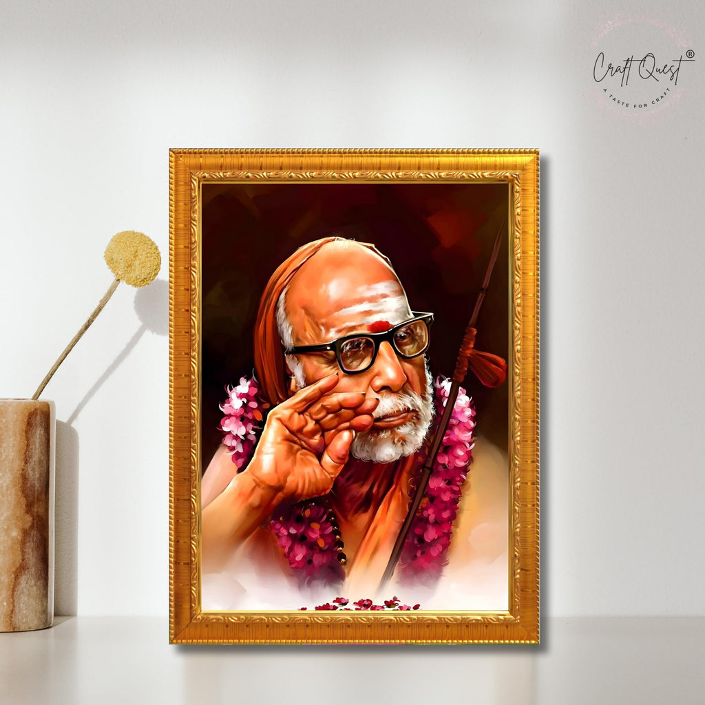 CRAFT QUEST Kanchi Maha Periyava Periyavar Periyar Kanji Wall Painting Framed Home Décor