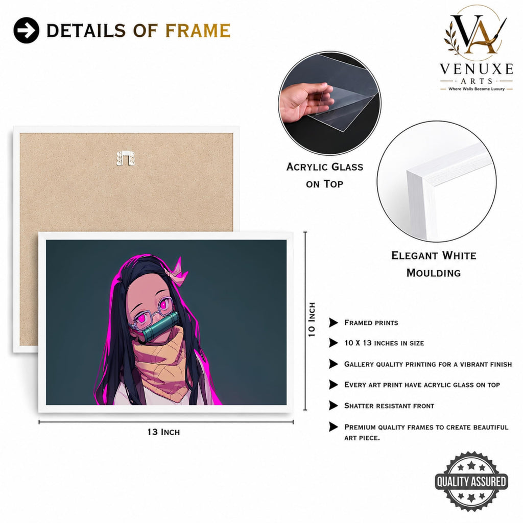 VENUXE ARTS Set Of 3 Anime Characters Wall Framed |Anime Characters Framed Poster for Living Room Bedroom Gaming Room Studio Wall Decor