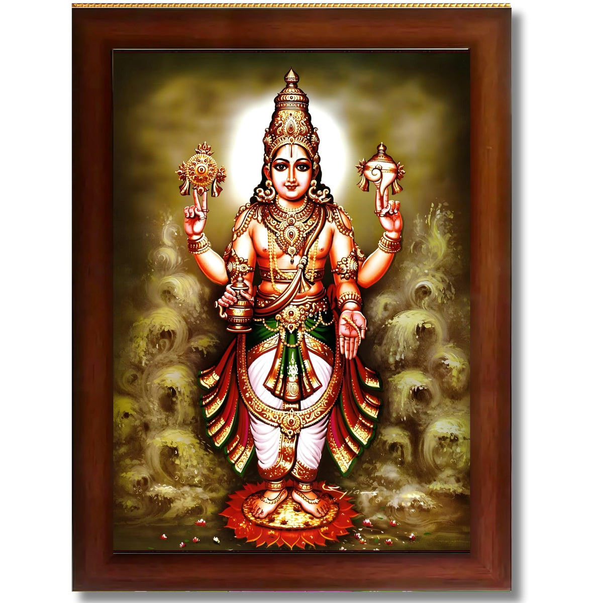CRAFT QUEST Lord Dhanvantari Dhanwantri Wall Photo Framed For Home, Pooja, Temple, Gift, Wall Décor Item