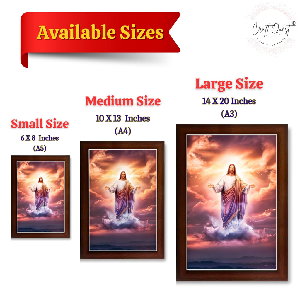 CRAFT QUEST Lord Jesus Christ Blessing Wall Artwork Wood Photo Frame Wall Hanging Décor and Gift Item