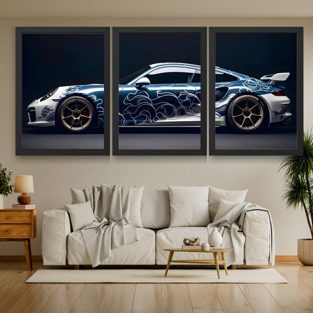 VENUXE ARTS Set Of 3 Big Sports Cars Framed Posters Gift Items for Boys Room Wall Decoration Bedroom Living Room Office Studio Décor | Car Poster Frame for Wall Décor