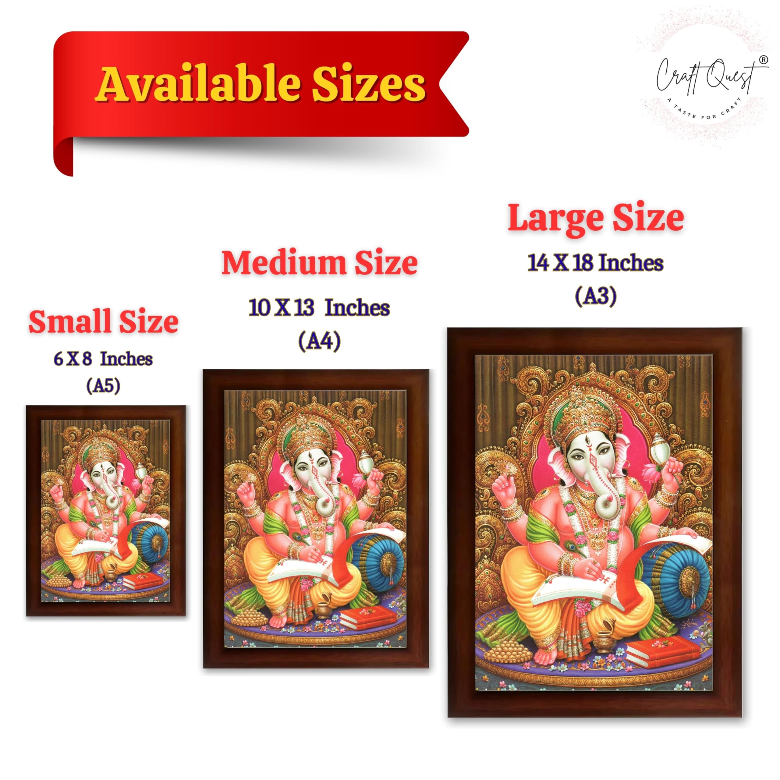 CRAFT QUEST Lord Ganesh Ganpati ji Modern Wall Painting With Frame For Home and Office Decor