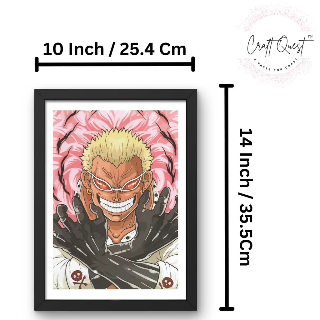 CRAFT QUEST One Piece Anime Laminated Posters Framed Painting with Matt Black Frames (14 Inches x 10 Inches)