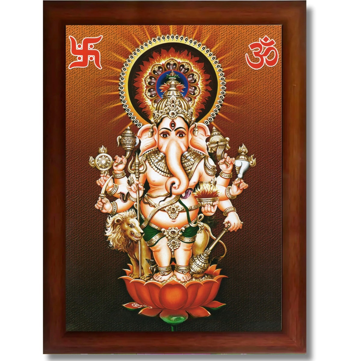 CRAFT QUEST Drishti Ganapati ji for Entrance Vastu Ganesha Wall Painting Framed Home Decor | Religious God Picture Frame for Home, Office, Temple & Gifting