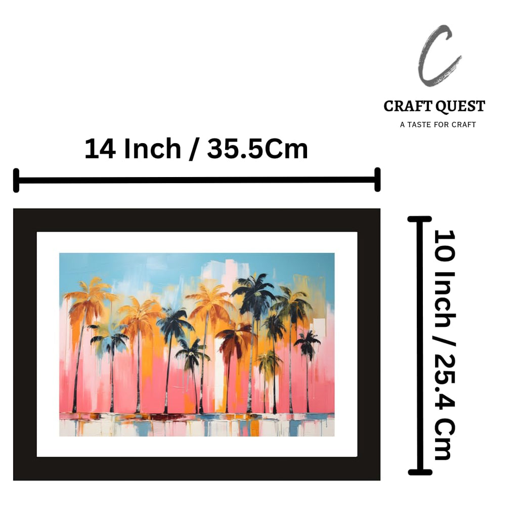 CRAFT QUEST Abstract Tropical Reverie Modern Art Poster Frame for Home & Office Wall Decoration - Portrait, Wall Display (Black, 14x10 Inch Frame with Art Print)