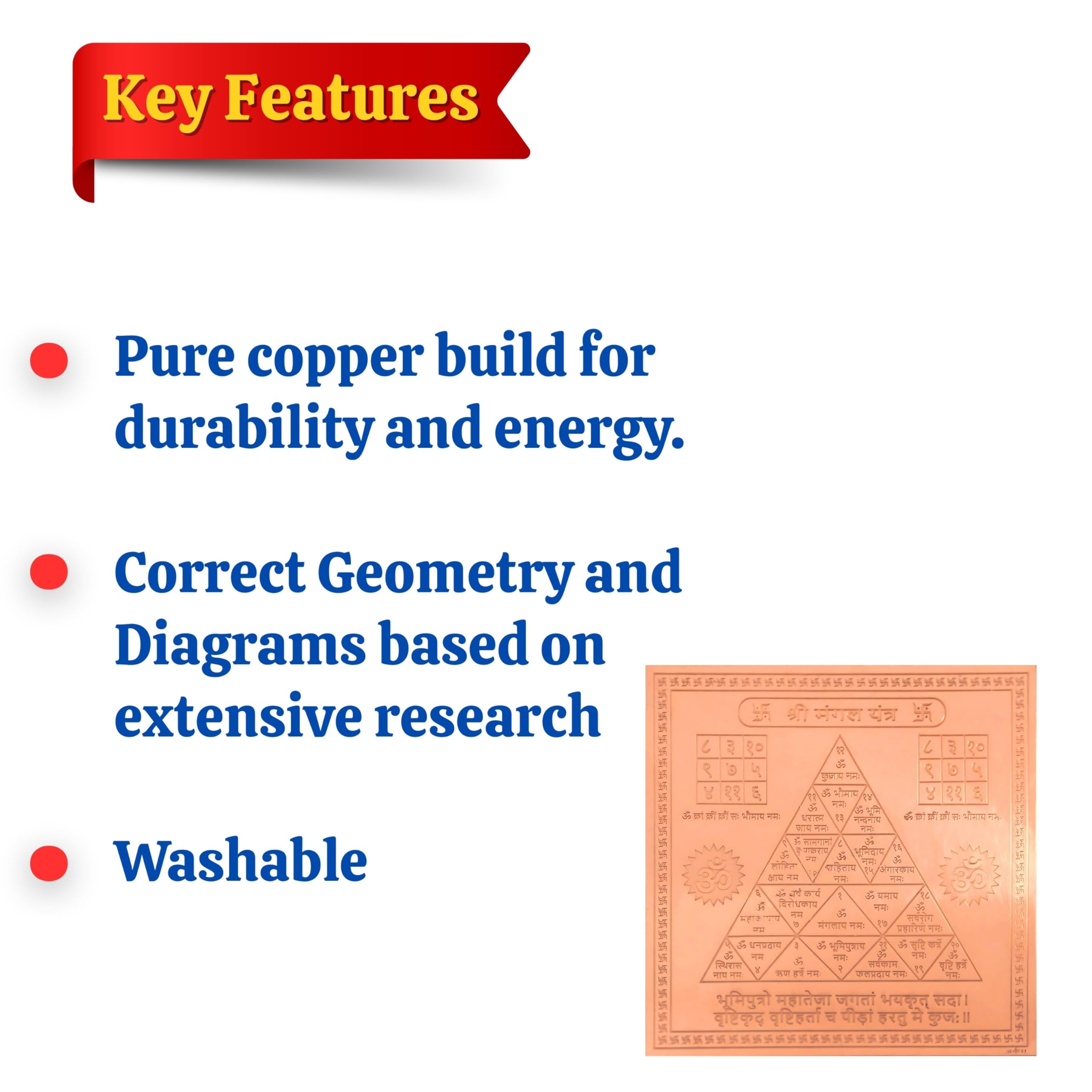 CRAFT QUEST Shri Mangal Yantra Orignal - Copper - (3 X 3 inches, Brown)