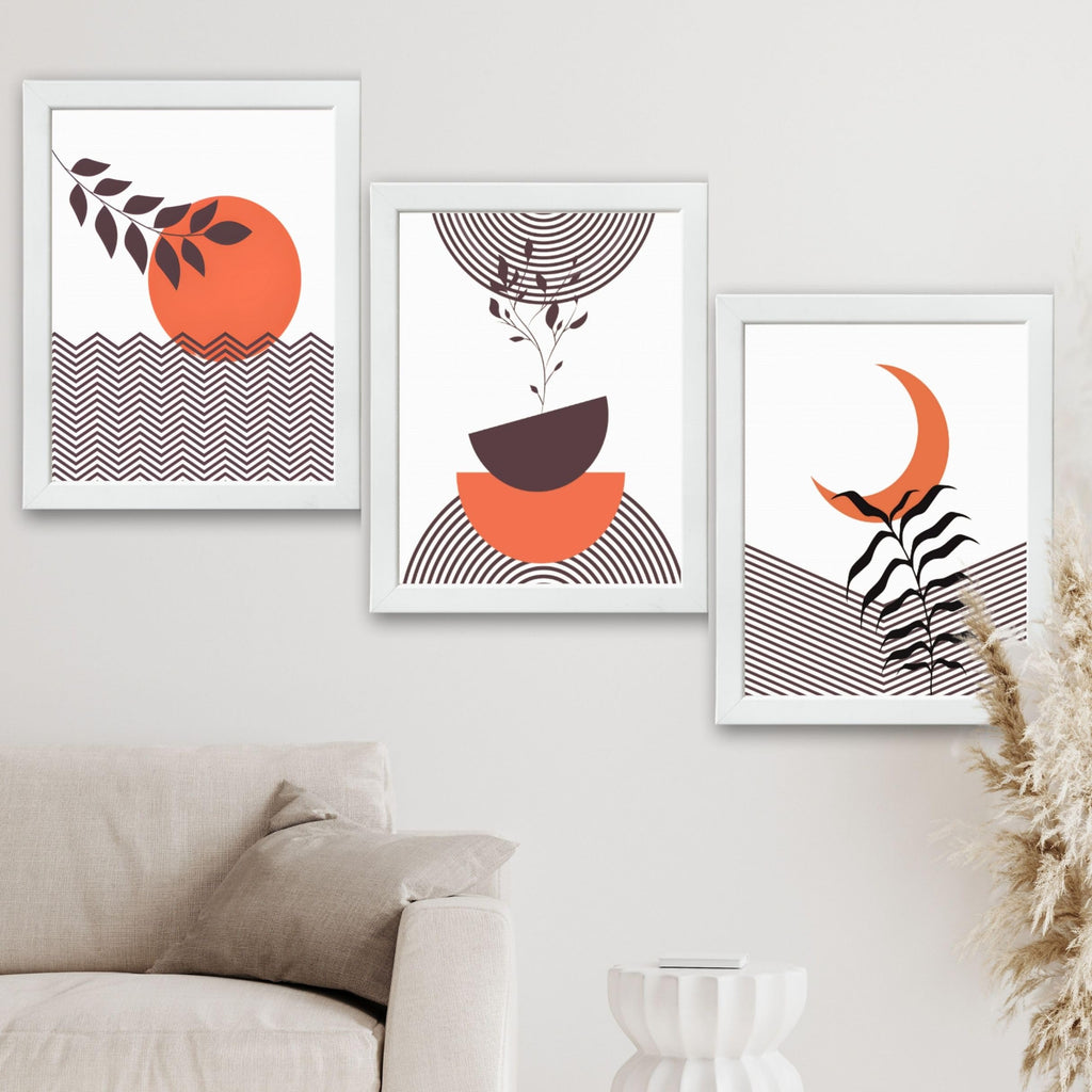 CRAFT QUEST Wall Art Decor Paintings | Set of 3 BOHO Wall Art Frames for Home Decoration | Ideal for Living Room, Bedroom & Office