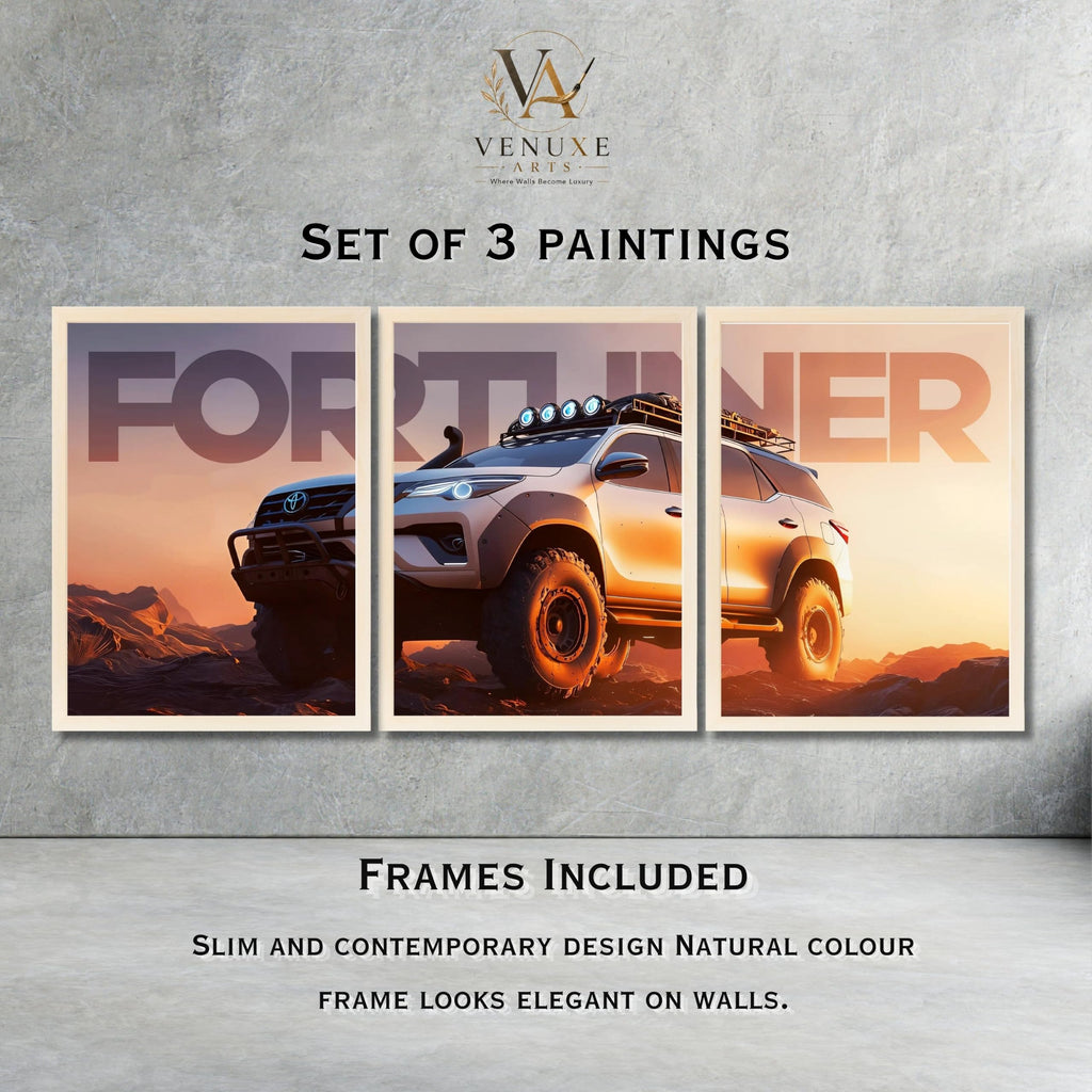 VENUXE ARTS Set Of 3 Big Sports Cars Framed Posters Gift Items for Boys Room Wall Decoration Bedroom Living Room Office Studio Décor | Car Poster Frame for Wall Décor