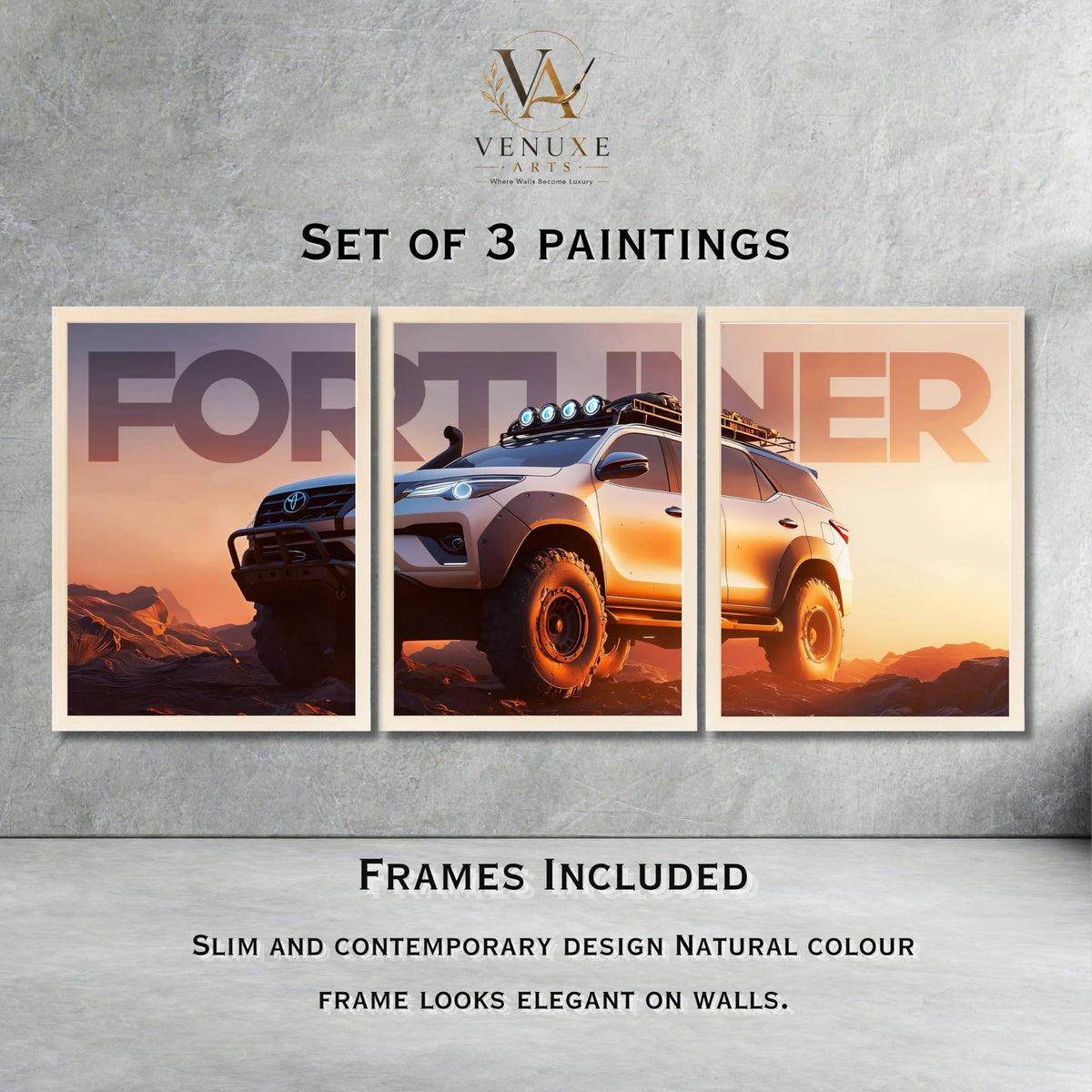 VENUXE ARTS Set Of 3 Big Sports Cars Framed Posters Gift Items for Boys Room Wall Decoration Bedroom Living Room Office Studio Décor | Car Poster Frame for Wall Décor