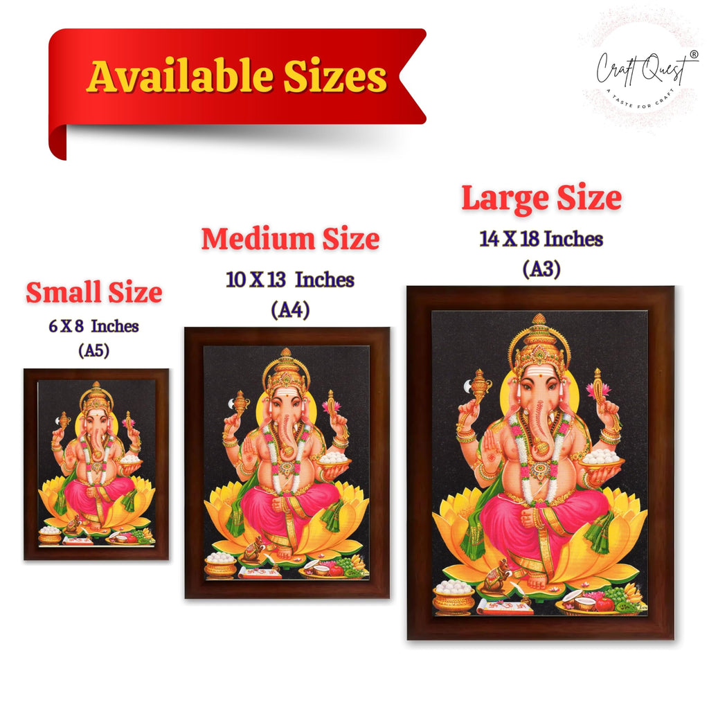 CRAFT QUEST Lord Ganesha Ganpati ji Modern Wall Painting With Frame For Home and Office Decor,