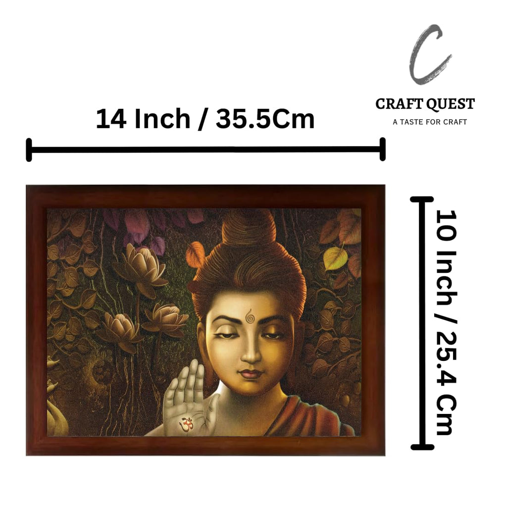 Craft Quest Abstract Wall Art of Meditating Buddha Religious Painting With Frame for Home and Office Decor | Size 14 X 10 Inchs, Set of 1 (Multi Colour)