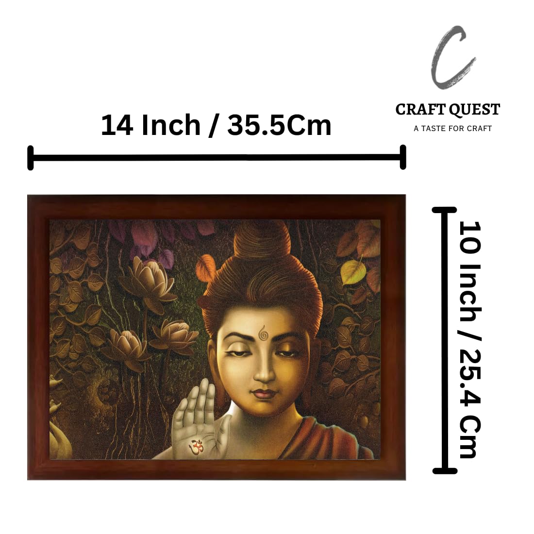 Craft Quest Abstract Wall Art of Meditating Buddha Religious Painting With Frame for Home and Office Decor | Size 14 X 10 Inchs, Set of 1 (Multi Colour)