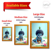 CRAFT QUEST Bal Gopal Painting | Krishna Photo Frames for Walls, Home, Bedroom, Living Room and Home Decor