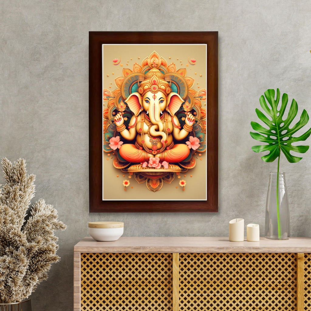 CRAFT QUEST Lord Ganesh ji Wall Hanging Frame for Living Room, Pooja Room Décor GA-216