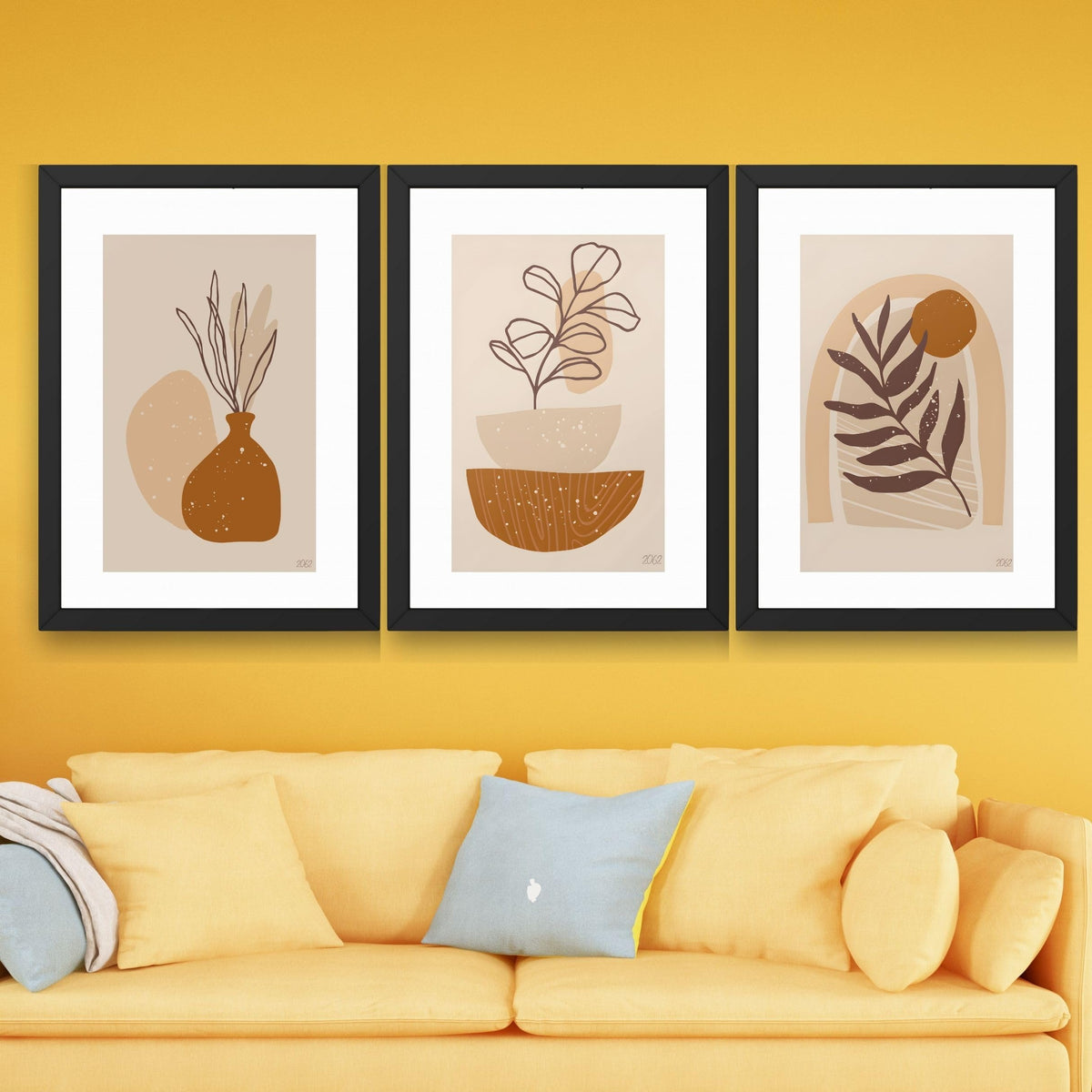 CRAFT QUEST Wall Art Decor Paintings | Set of 3 FLORAL Wall Art Frames for Home Decoration | Ideal for Living Room, Bedroom & Offices