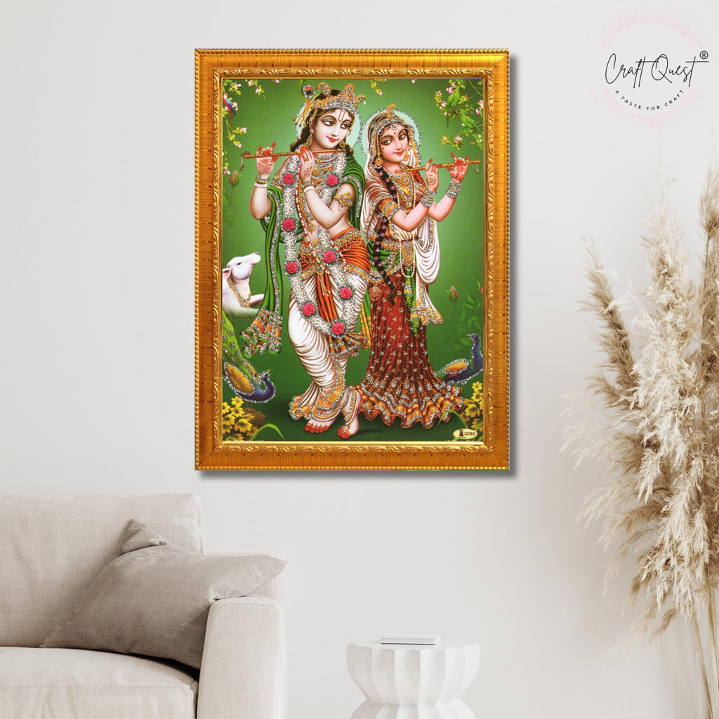 CRAFT QUEST Lord Radha Krishna Photo Frame Wall Painting Framed Home and room Décor