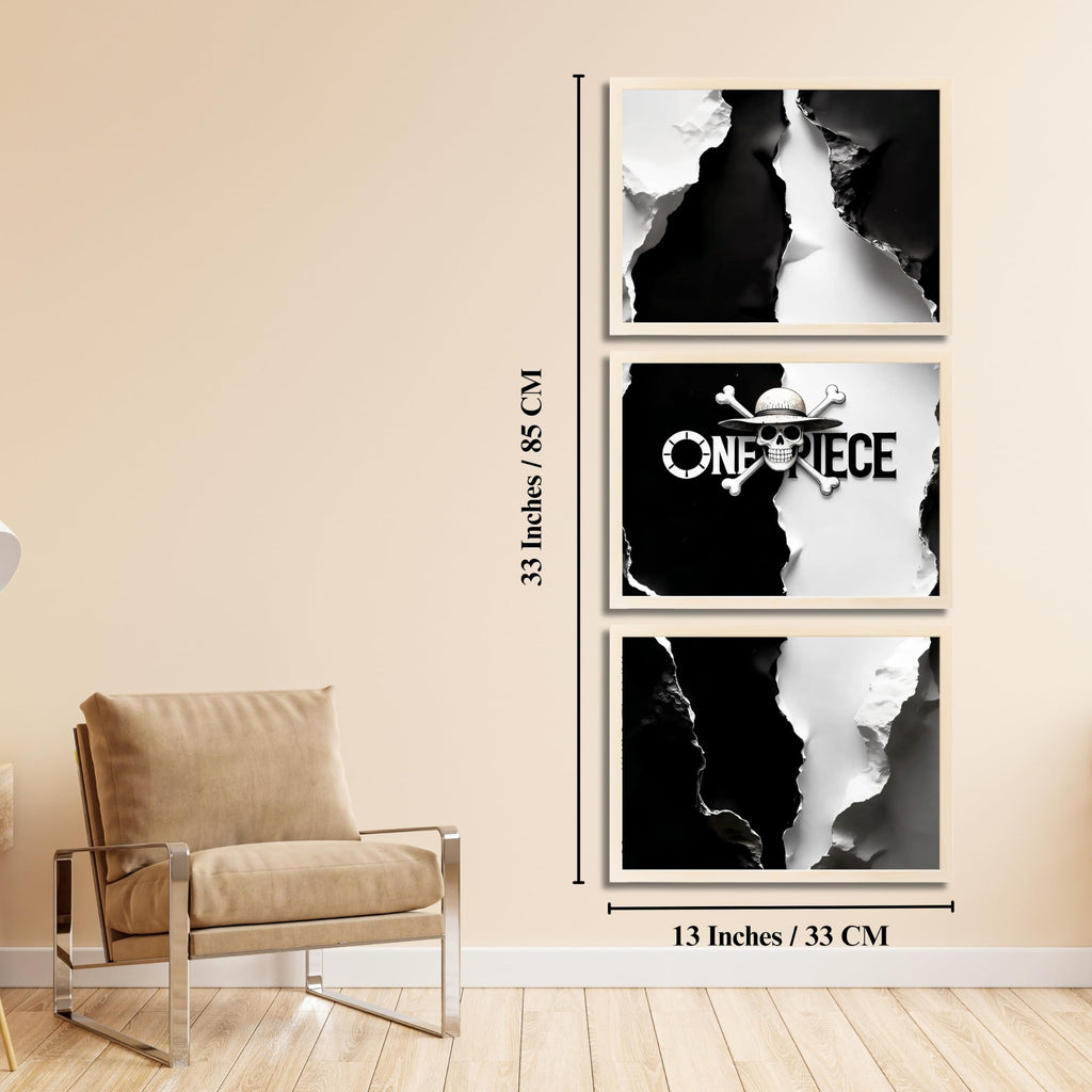 VENUXE ARTS Set Of 3 Anime Characters Wall Framed |Anime Characters Framed Poster for Living Room Bedroom Gaming Room Studio Wall Decor