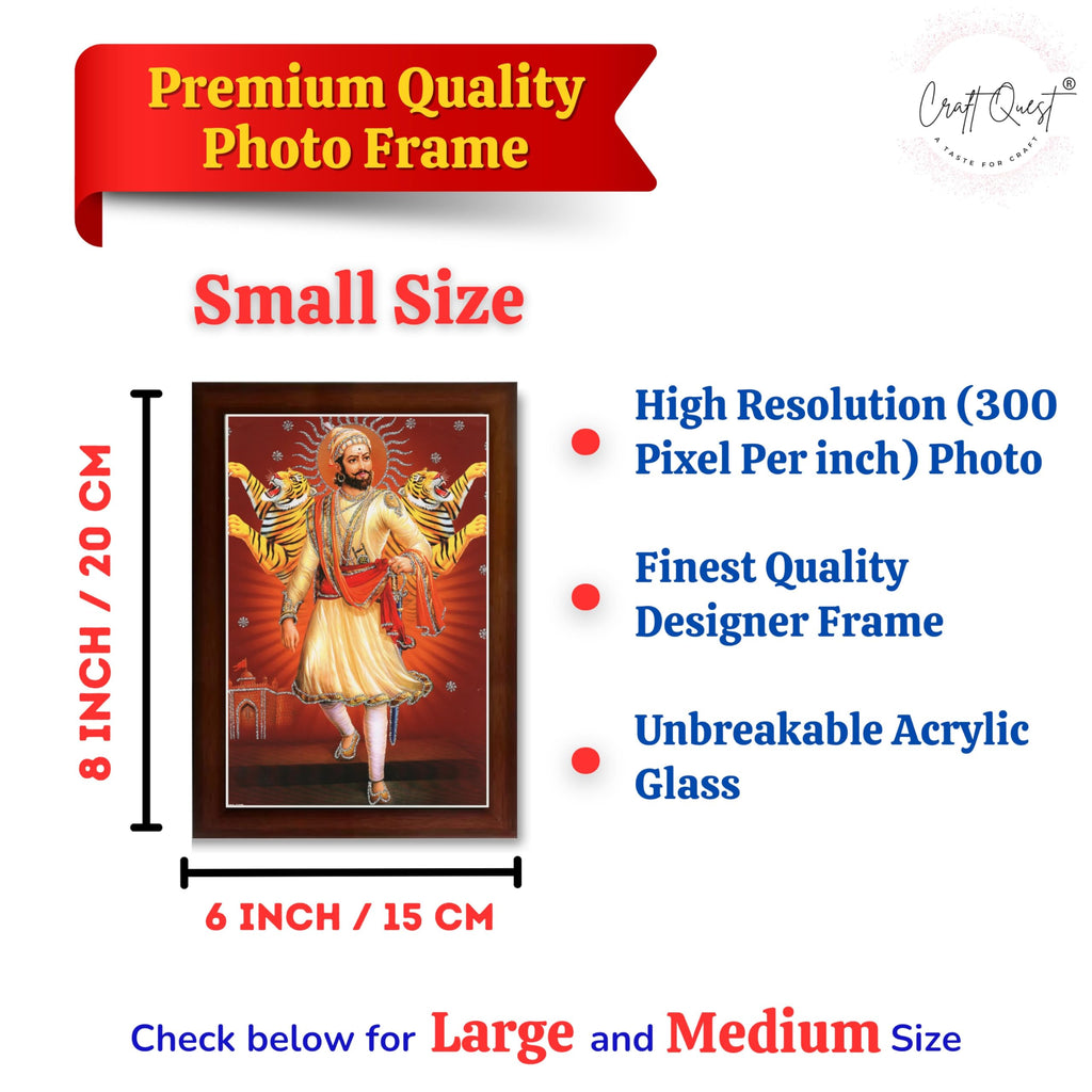 CRAFT QUEST Shivaji Chhatrapati Maharaj Photo Frame | For Living, Pooja Room | Wall Decoration Item | Best Gifting Option