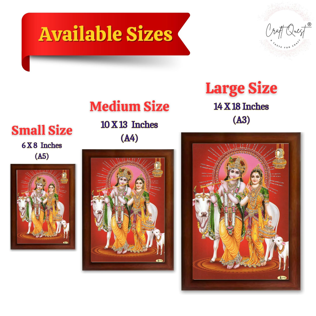 CRAFT QUEST Radha Krishna Photo Frame Wall Painting Framed Home Décor