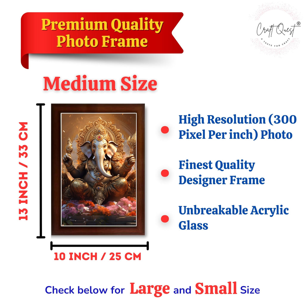 CRAFT QUEST Lord Ganesha Art Framed Wall Painting With Frame For Home and Pooja,Office Décor Items