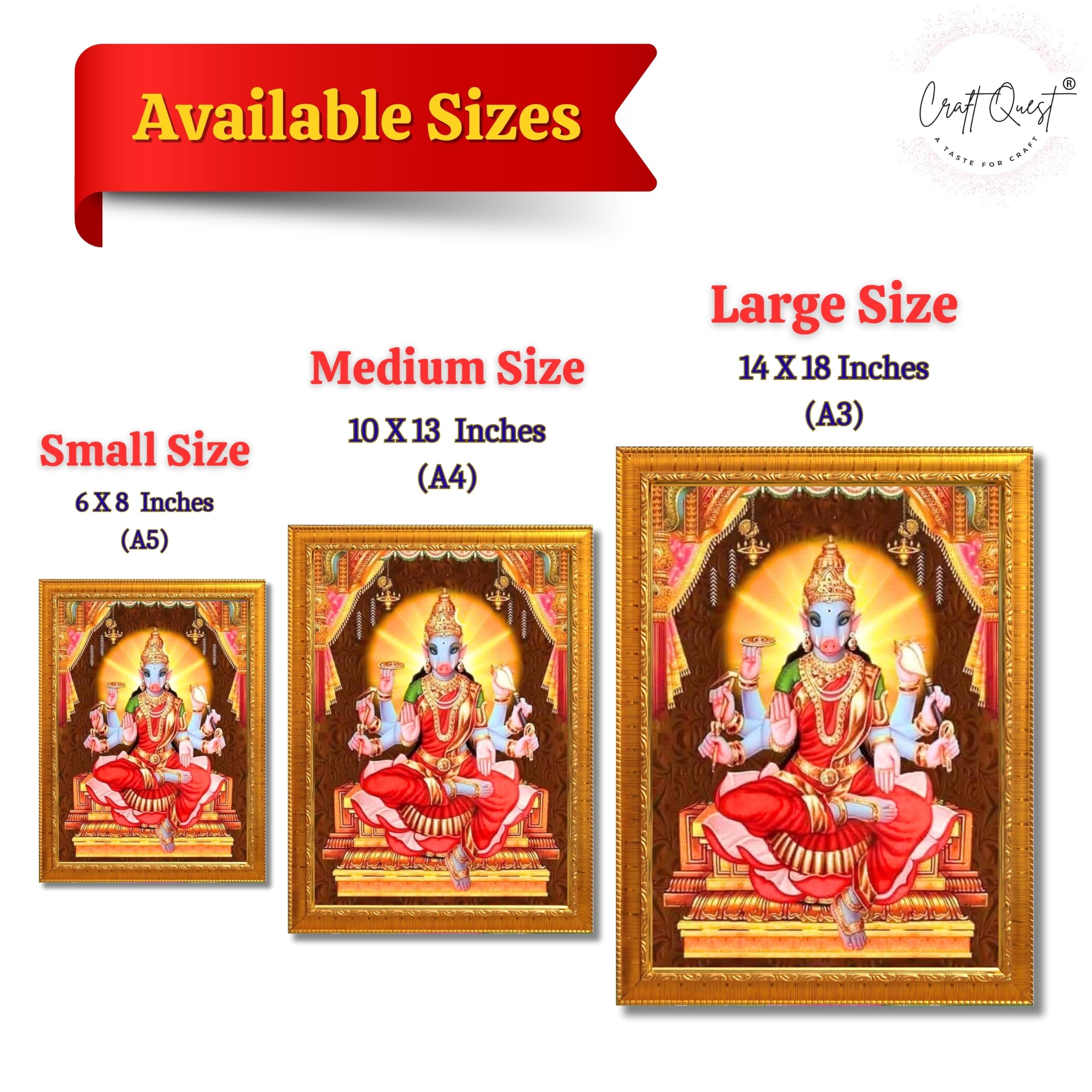CRAFT QUEST God Varahi Amman Photo Varahi Wall Painting Photo Frame With Acrylic Glass| South Devi God Frame for Home, Office, Temple & Gifting