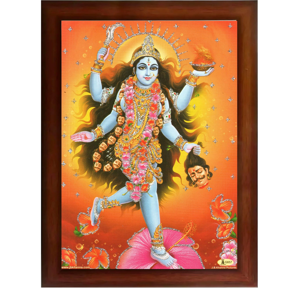 CRAFT QUEST Maha Kali Maa Kalika Mata Mahakali Shiv Shiva Wall Painting Framed Home Decor