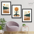 CRAFT QUEST SET OF 3 Modern Abstract Landscape Art | Set of 3 Frames for Home Decoration | Ideal for Living Room, Bedroom & Offices