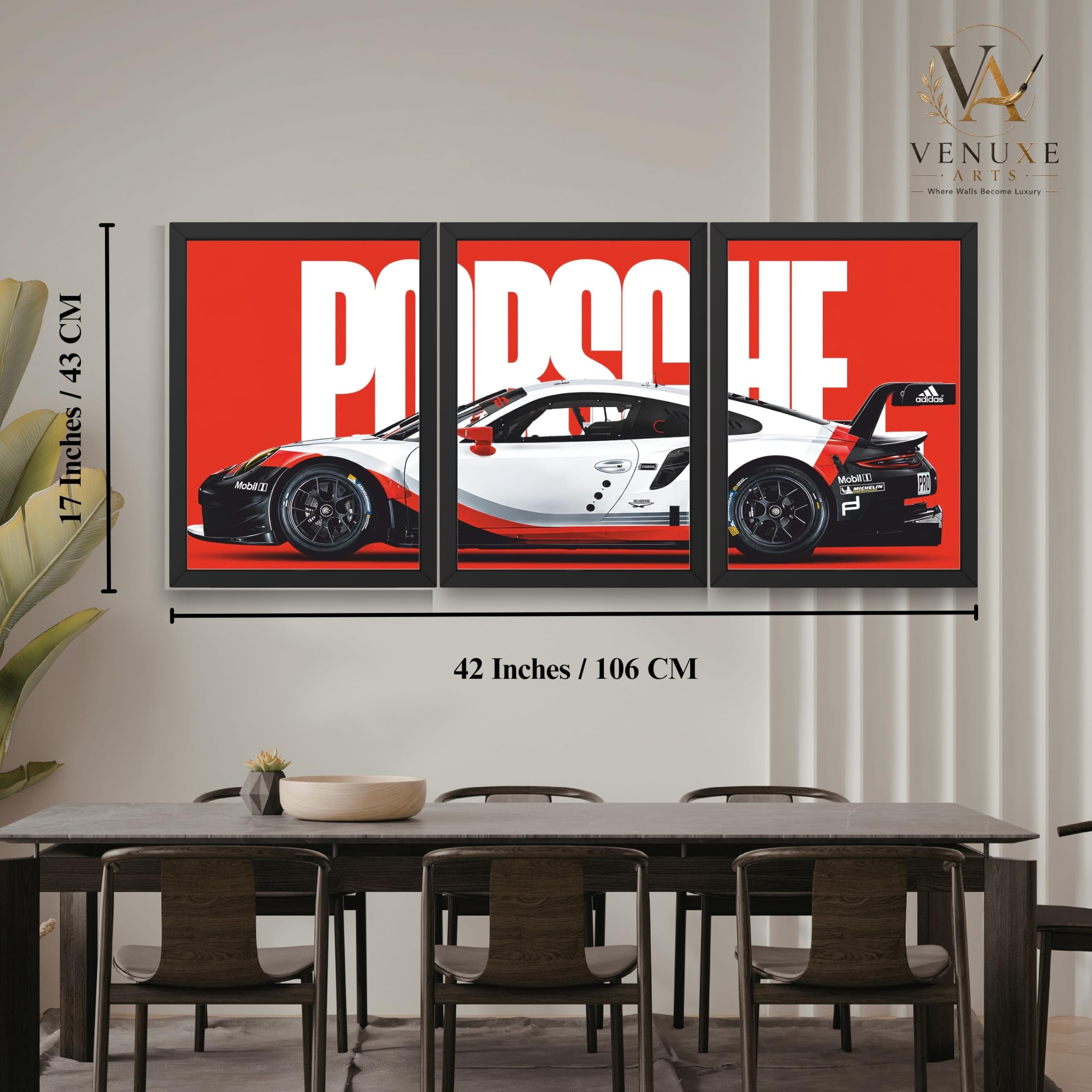 VENUXE ARTS Set Of 3 Big Sports Cars Framed Posters Gift Items for Boys Room Wall Decoration Bedroom Living Room Office Studio Décor | Car Poster Frame for Wall Décor
