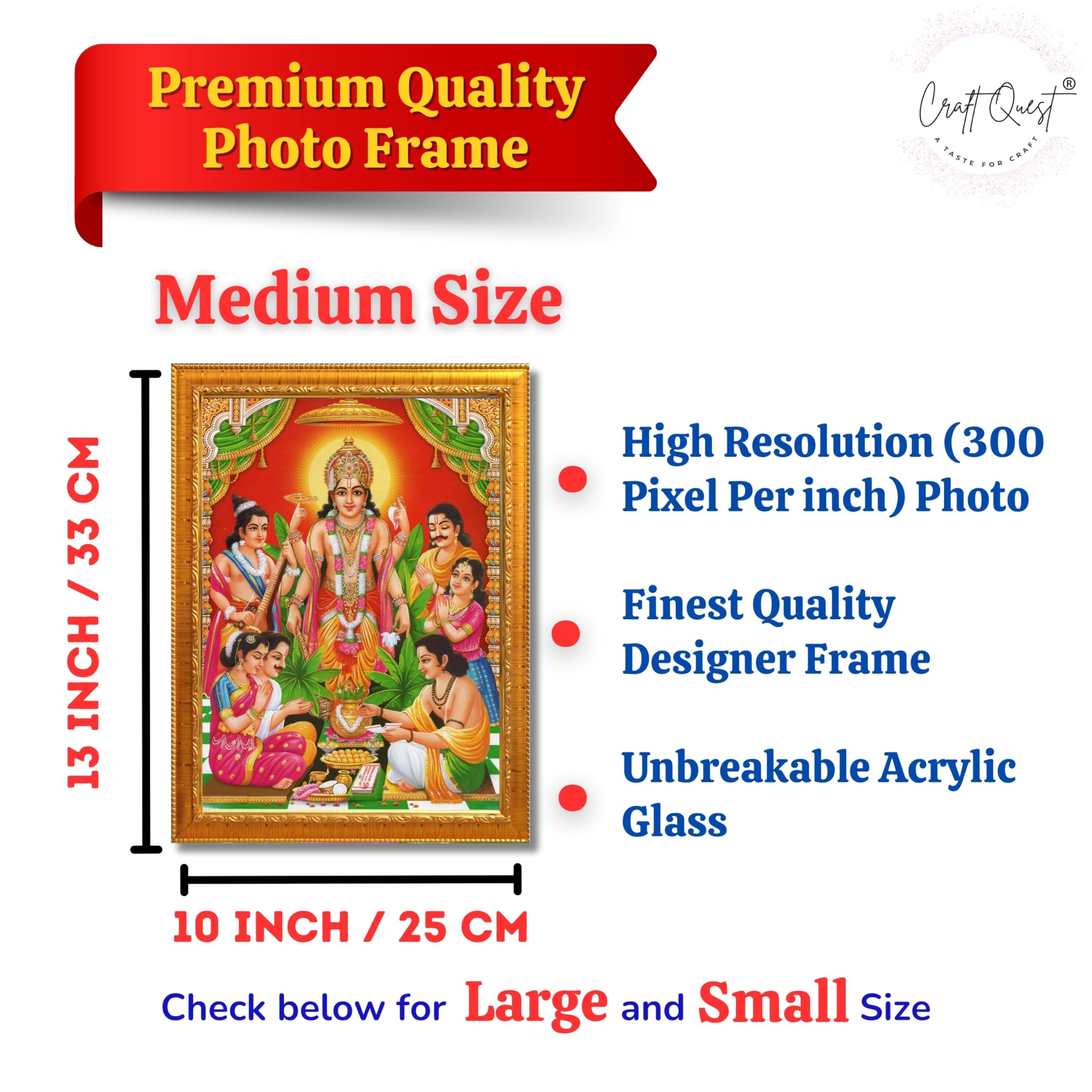 CRAFT QUEST Satyanarayana Swamy God Satyanarayan Photo Frame | Religious Photo Frame | Ideal for Home, Office, Temple & Puja Room, Wall Decor