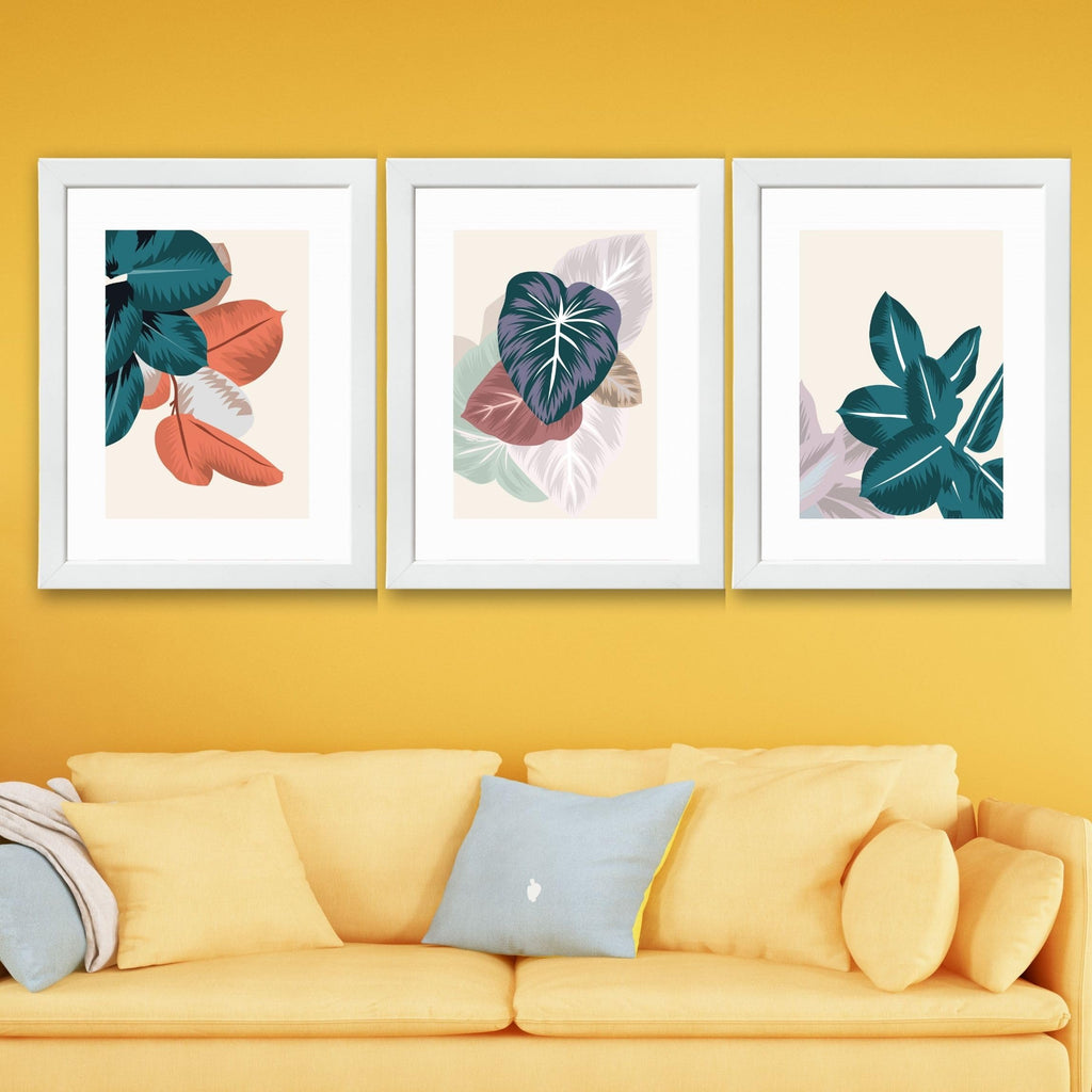 CRAFT QUEST Wall Art Decor Paintings | Set of 3 FLORAL Wall Art Frames for Home Decoration | Ideal for Living Room, Bedroom & Offices