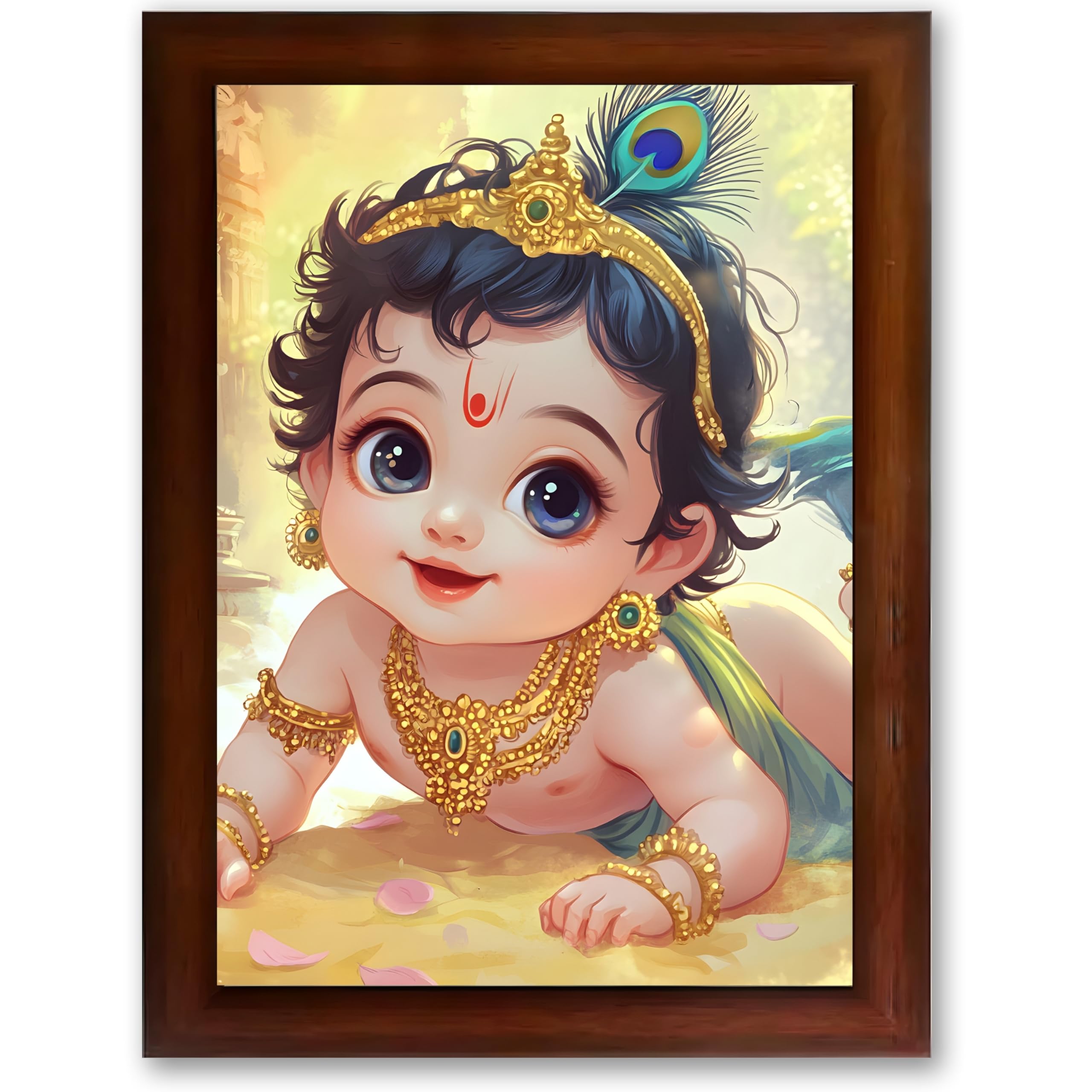 CRAFT QUEST Shri Bal Gopal Painting | Baby Krishna Photo Frame | Walls, Home, Living Room and Home Décor